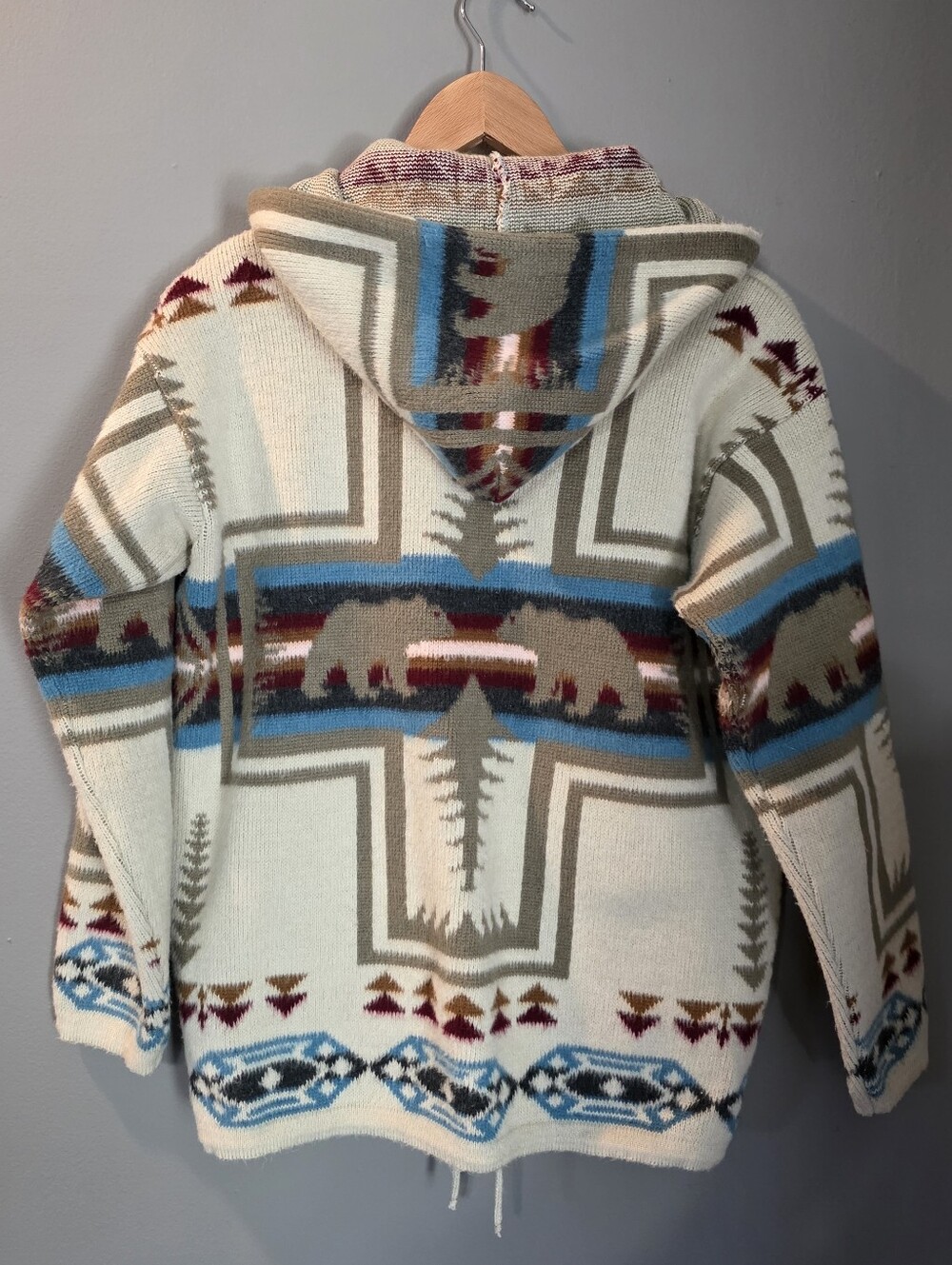 Vintage Artesanias Tuntaquimba Native Bear Southwestern Tribal Wool Jacket M